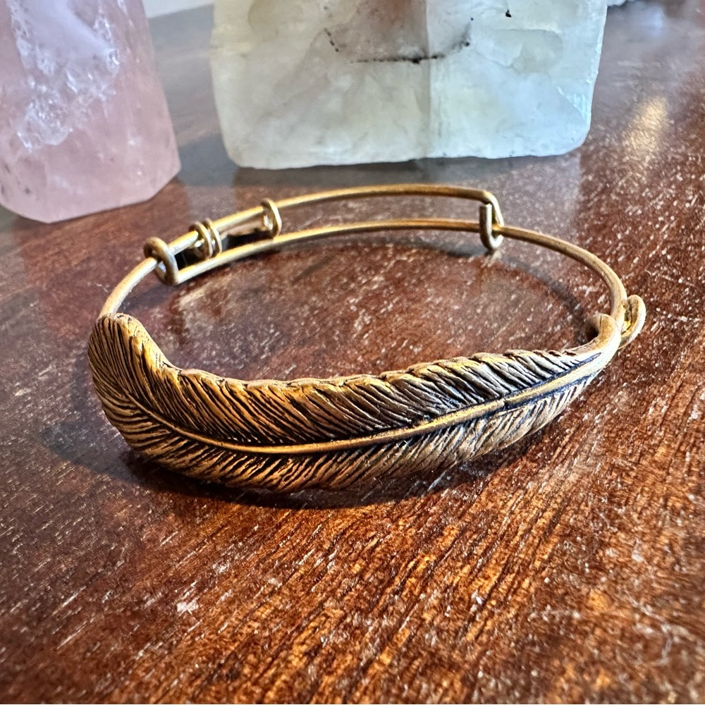 Alex and Ani Gold Feather Cuff Bracelet